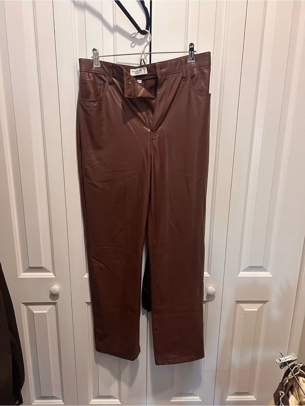 Abercrombie & Fitch Brown Faux Leather Chinos